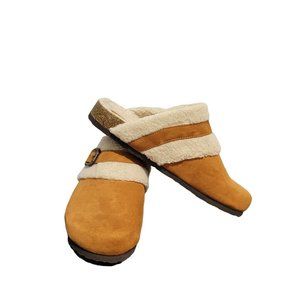 NWOB Cliffs by White Mountain  Clogs Faux Fur Shoes Women's Brown Suede
